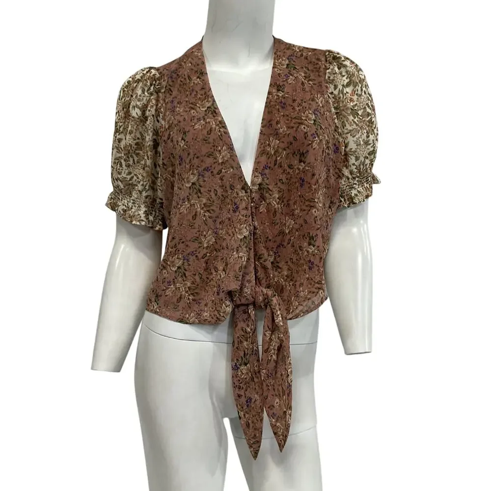 Show Me Your Mumu Boho Floral Print Mix Kimmy Blouse Size M